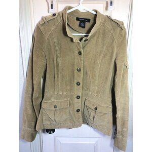 Calvin Klein Jeans Womens Med Tan Military Style Long Sleeve Full Button Jacket